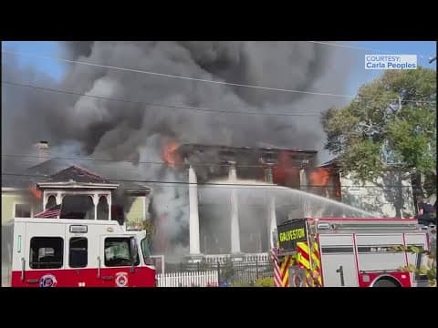 Firefighters rescue 2 from historic Galveston mansion fire