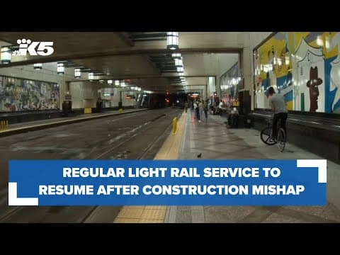 Regular light rail service resumes in Seattle following construction mishap at Westlake station