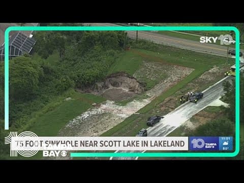75-foot-wide sinkhole in Lakeland possibly caused by drilling of well nearby