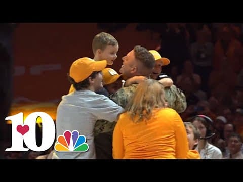 'Welcome home!' | Navy father surprises family during Vols basketball game