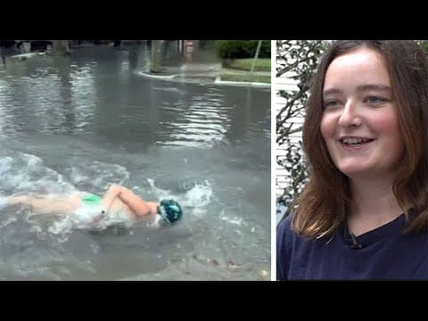 Tulane swimmer draws backlash for taking plunge in street floodwaters