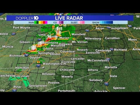 Doppler 10 radar shows strong storms moving through central Ohio