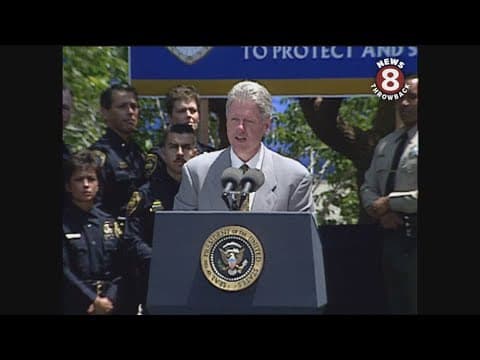 President Bill Clinton campaign stop at San Diego Police Headquarters in 1996