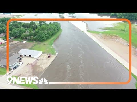 Drone video shows extensive flooding in Rock Valley
