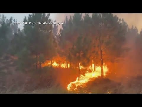 Crews work to contain massive Texas wildfire ahead of severe weather threat