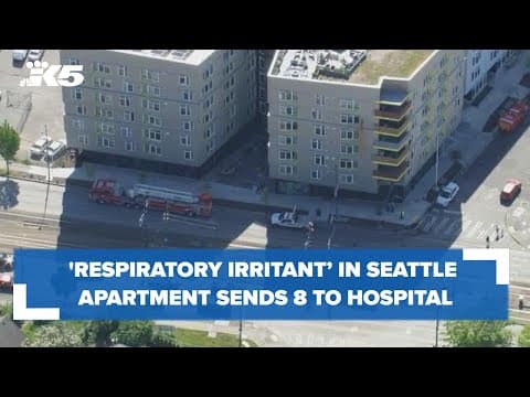 Aerials: 8 taken to hospital because of ‘respiratory irritant’ in Seattle apartment building