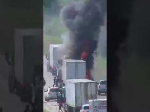 Traffic cam captures explosion of flame in fire that closed I-35 in southern MN. #kare11 #shorts