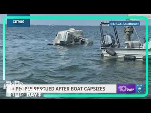 USCG: 14 people rescued from flipped boat on Crystal River