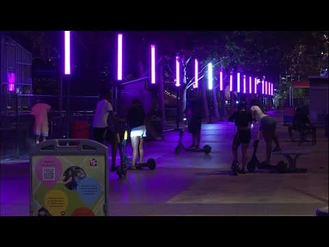 Discovery Green Barbie lights in Houston