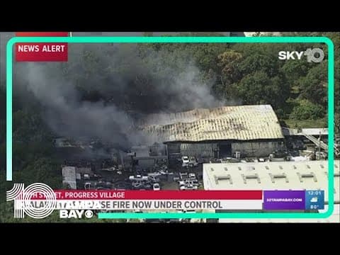 Hillsborough firefighters tackling a fire at Riverview warehouse