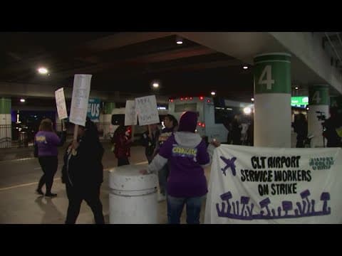 Airport workers on strike during Thanksgiving travel week