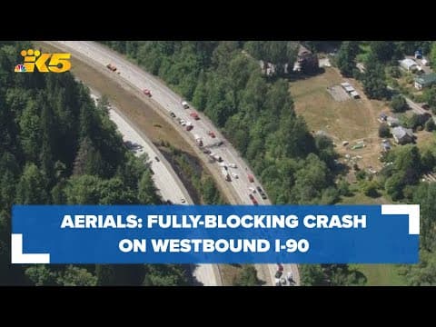 Crash, vehicle fire blocks all of WB I-90 near Preston