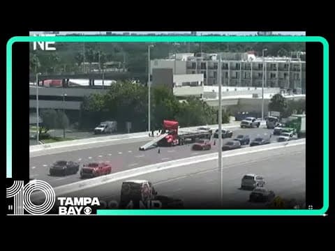 Poles impale semi-truck on I-275 SB near West Shore Boulevard in Tampa