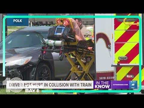 Driver OK after Amtrak train slams into car
