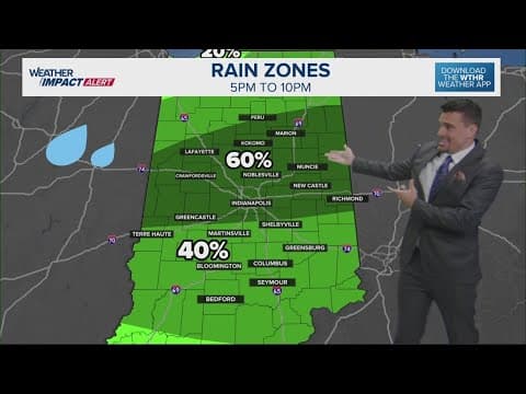 Scattered downpour chances increase today across central Indiana | Low severe wind risk
