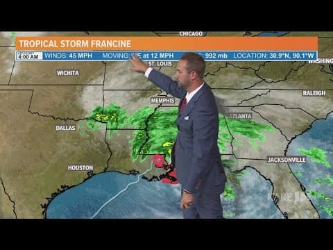 Tropical Storm Francine to weaken over Memphis