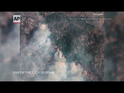 Images show wildfires burning across California