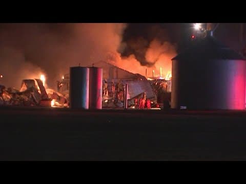 Crews respond to massive fire at woodworking facility in Plain City