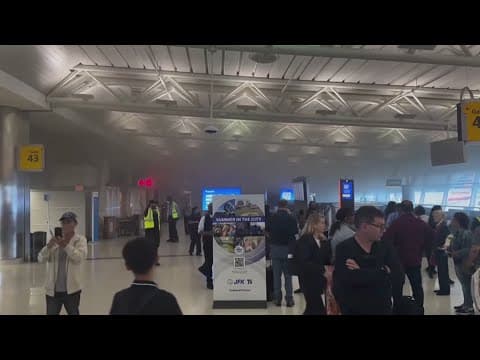VIDEO: Escalator catches fire at JFK Airport in New York