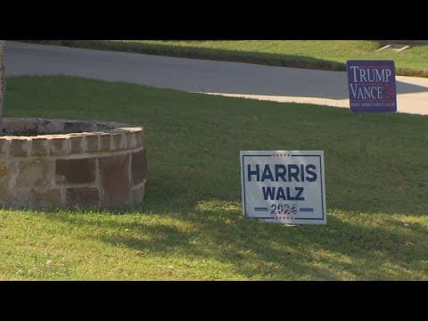 This Texas yard has signs for both Donald Trump and Kamala Harris