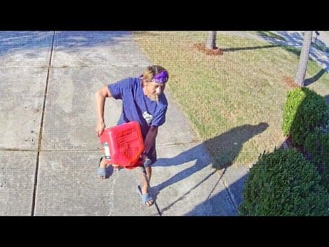 Surveillance shows man with sword setting home on fire near Katy, Texas