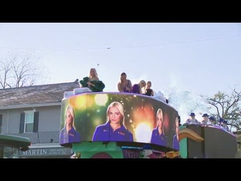 Olivia "Livvy" Dunne rolls in Krewe of Endymion as Grand Marshal in New Orleans