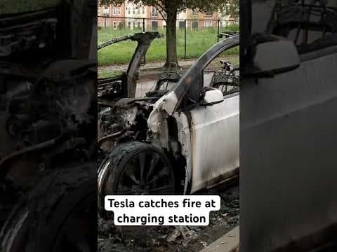 Tesla catches fire at charging station