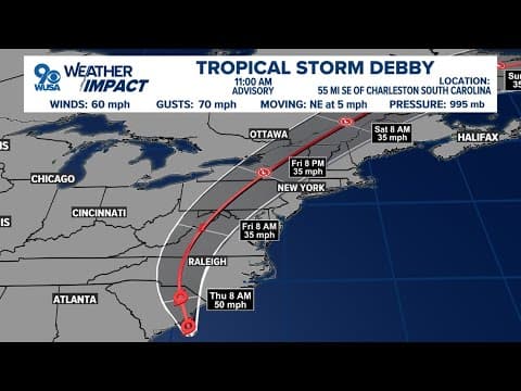 WATCH: Tropical Storm Debby moves toward the DMV