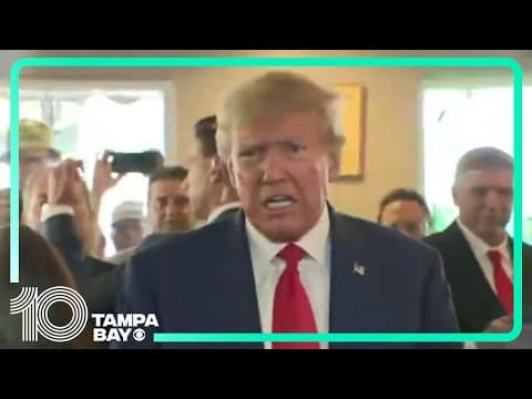 Trump prays with supporters during visit at Cuban restaurant following arraignment in Miami