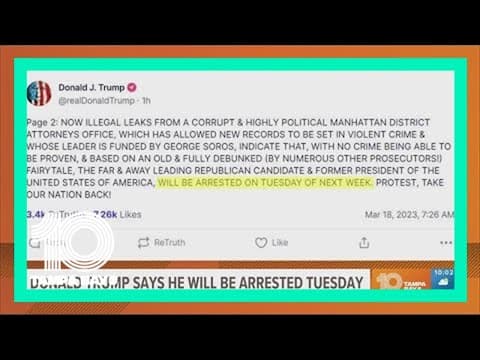 Donald Trump says he will be arrested Tuesday