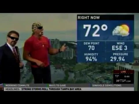 Hulk Hogan made a guest appearance with Chief Meteorologist Bobby Deskins in 2013