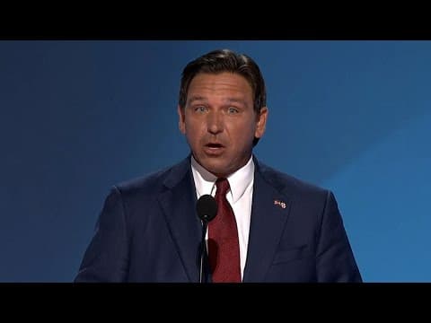 Florida Gov. Ron DeSantis speaks in support of Trump at 2024 RNC