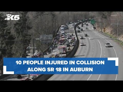 Collision of multiple cars, motorcycles on SR 18 injures 10 people