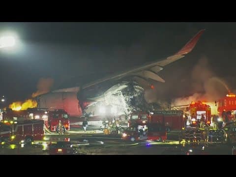 LIVE | 5 crewmembers missing after planes collide on runway in Japan