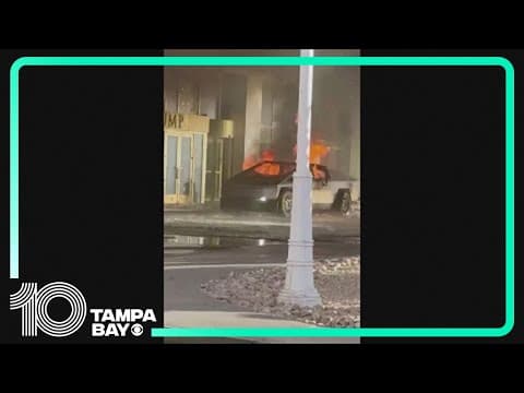 1 person dies when truck catches fire and explodes outside Trump's Las Vegas hotel