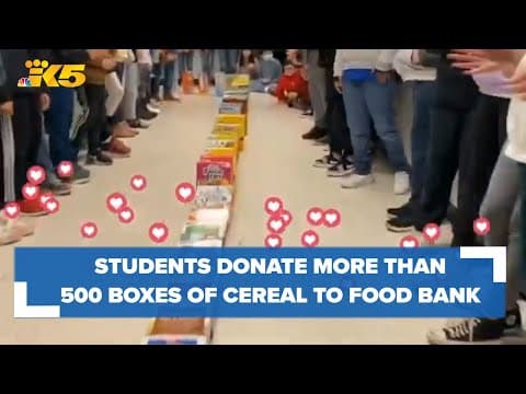 Marshall Elementary students donate more than 500 boxes of cereal to local food bank