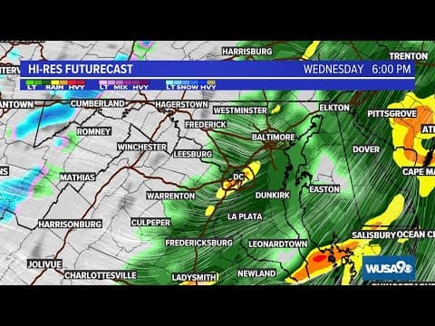 LIVE: Rain moves out and winds pick up in DC