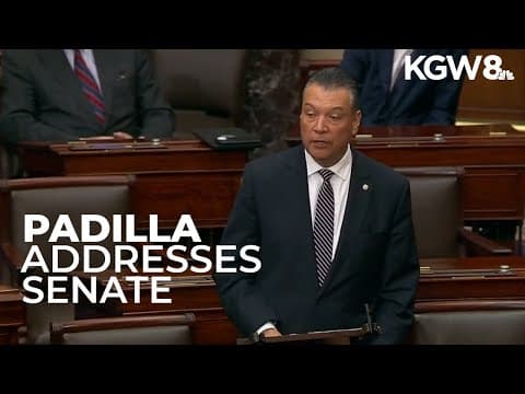 California Sen. Alex Padilla addresses Senate over being handcuffed during press conference