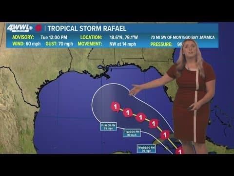 Tuesday 12PM Tropical Update: TS Rafael makes way toward Gulf. What can we expect?