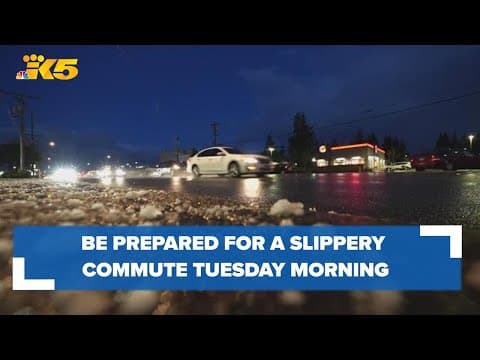 More snow to fall around Puget Sound, expect a slippery Tuesday morning commute
