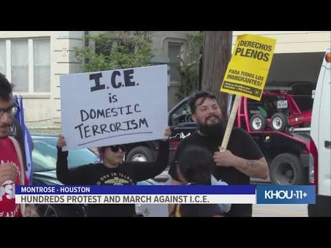 Hundreds protest against ICE in Houston