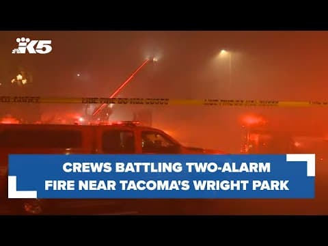 Crews fighting two-alarm fire in abandoned building in Tacoma