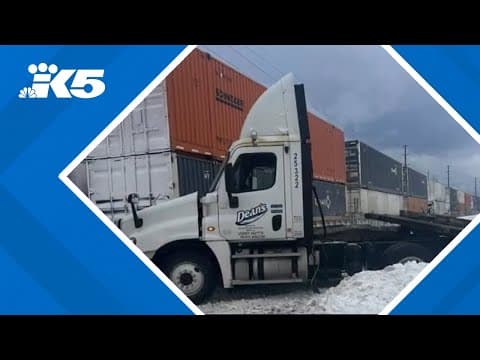Video shows train plowing through stuck semi truck in Pennsylvania
