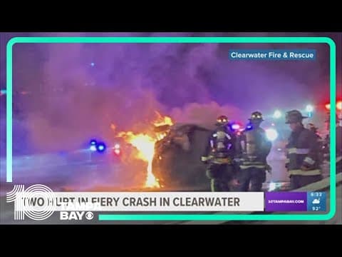 2 women taken to hospital after fiery Clearwater crash