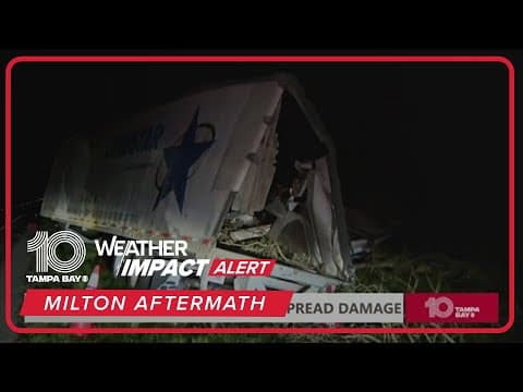 Trucks in Fort Pierce tipped over from Hurricane Milton