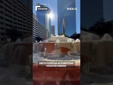 Houston freeze: Frigid temps did this to the Smith Fountain downtown #shorts