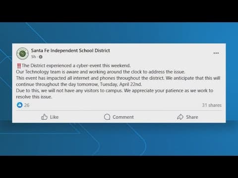 Santa Fe ISD cyber event disrupts internet, visitor access