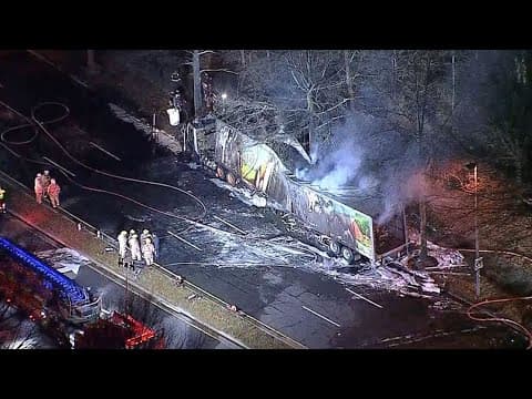 Tractor trailer engulfed in flames in Montgomery County