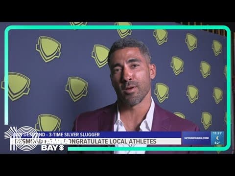 Ian Desmond helps congratulate athletes from his hometown of Sarasota