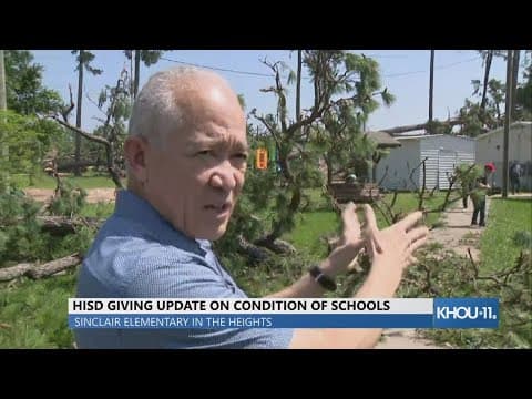 HISD Superintendent Mike Miles gives tour of damage at Sinclair Elementary in the Heights